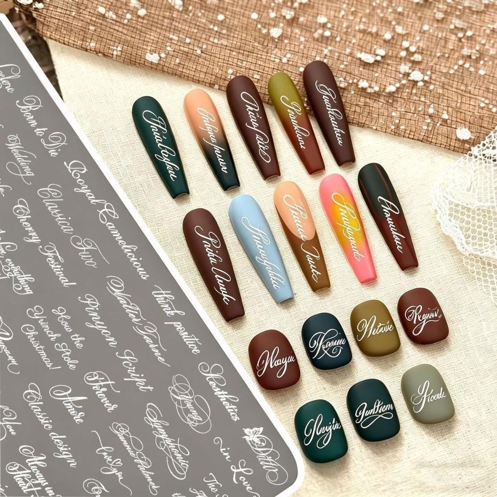 HD Klare Nagelstempelplatten Englische Buchstabenmuster Französische Maniküre-Schablonen Maniküre-Werkzeuge