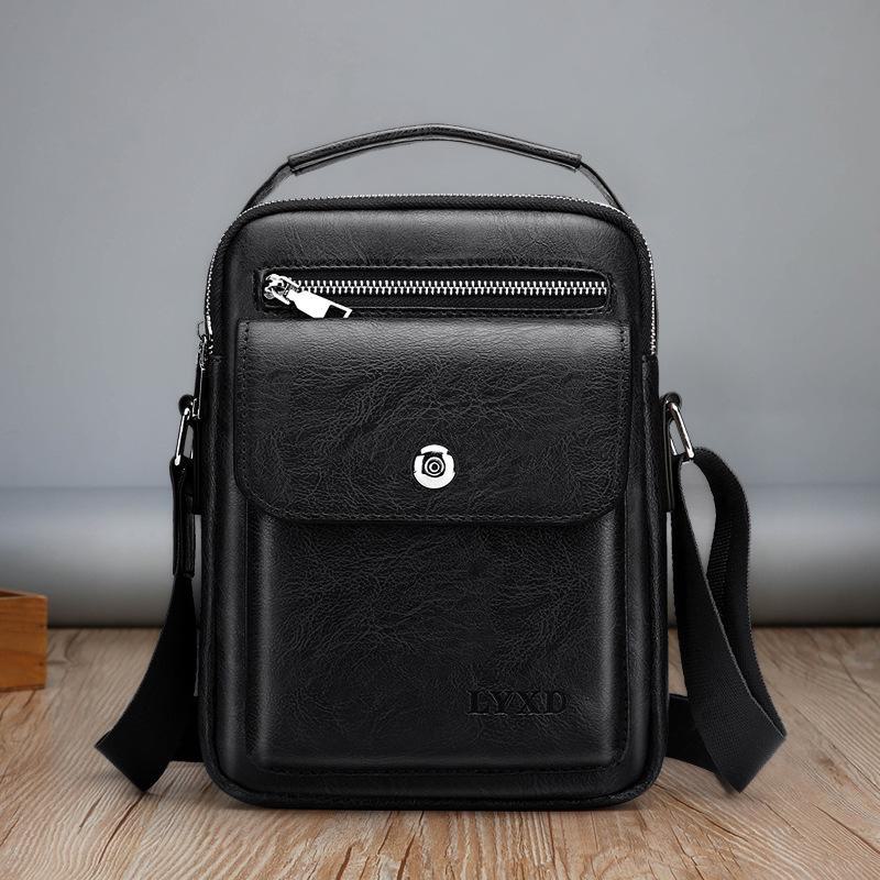 

2024 Мужская модная однотонная текстурированная сумка через плечо - простая, универсальная деловая сумка-мессенджер One Size чёрный