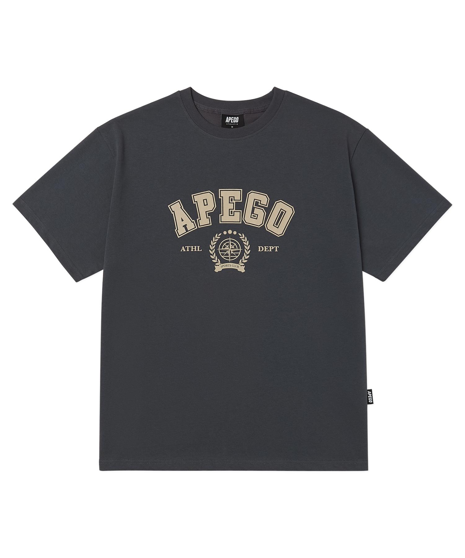 Apego Sports Arch Logo Oversized Short Sleeve T-Shirt Charcoal S(90-95)