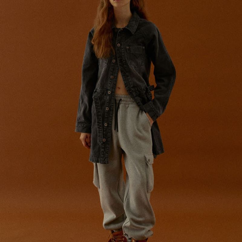 MAGOODGAN Headwear 9302 Chain-Embroidered Gray Denim Ball Cap