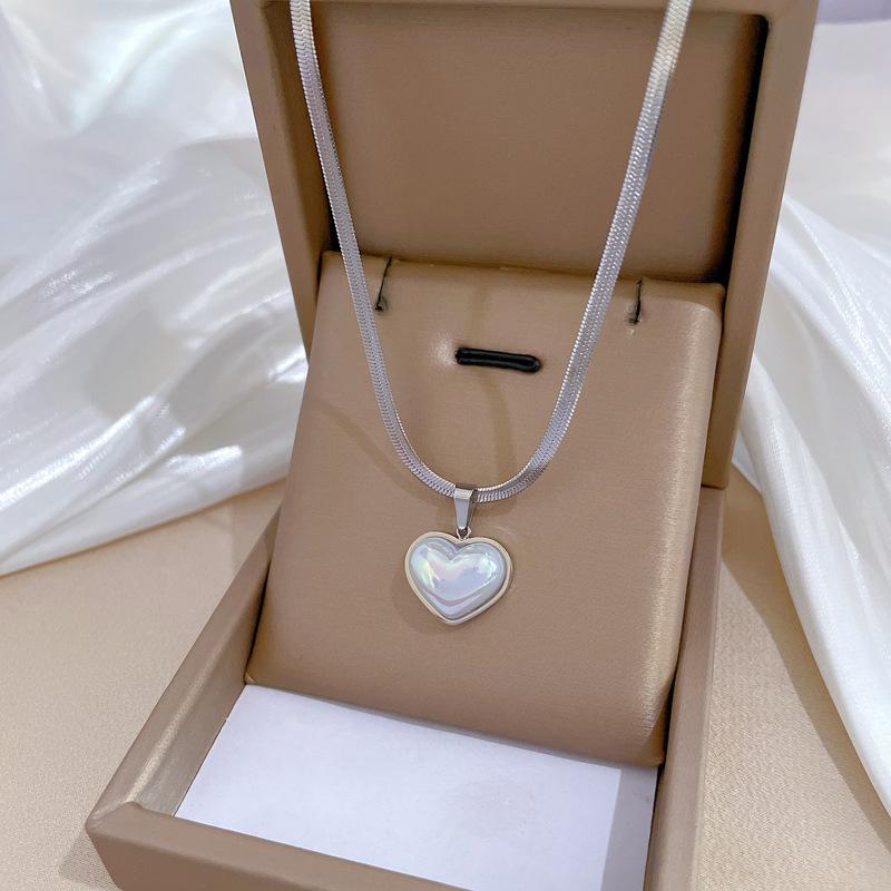Titanium Steel Mermaid Ji Love Corrugated Furnace Real Gold Necklace Female Collarbone Chain With Jewelry