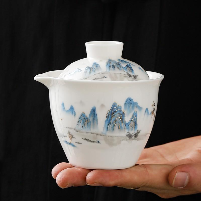 Portable Ceramic Travel Tea Set With Teapot 3 Cups Modern Minimalist Design Office Home Gift