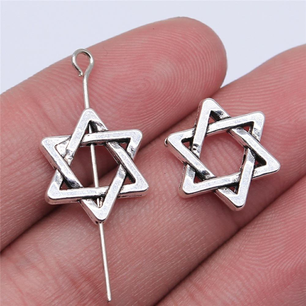 20pcs Star Of David Pendant Charms Antique Silver Color Star Of David Charms Jewelry DIY Star Of David Charms For Bracelet