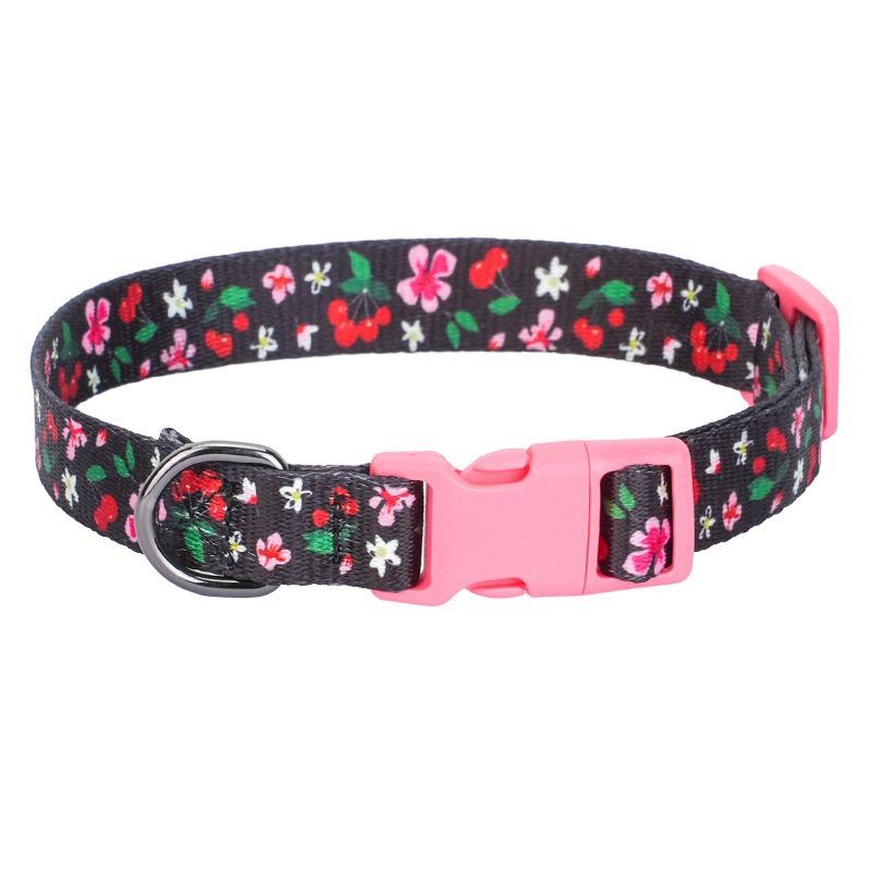 Printed flower pet collar x medium and large dog collar