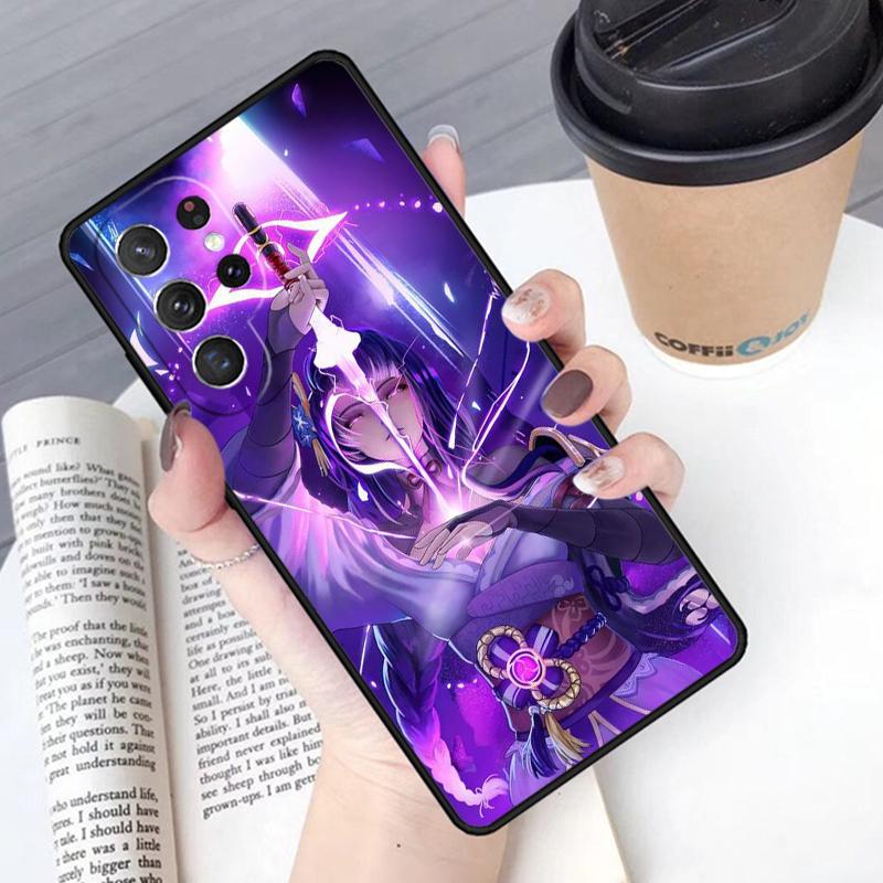 Genshin Raiden Shogun Phone Case Cover For Samsung Galaxy S24 S25 Ultra S21 S22 Ultra S10E Note 10 Plus Note 20 FE S23