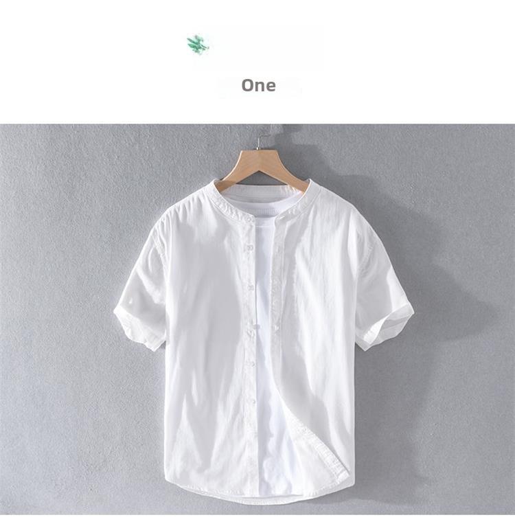 Men's Summer Loose-Fit Cotton Linen Shirt - Japanese Style, Casual Short Sleeve