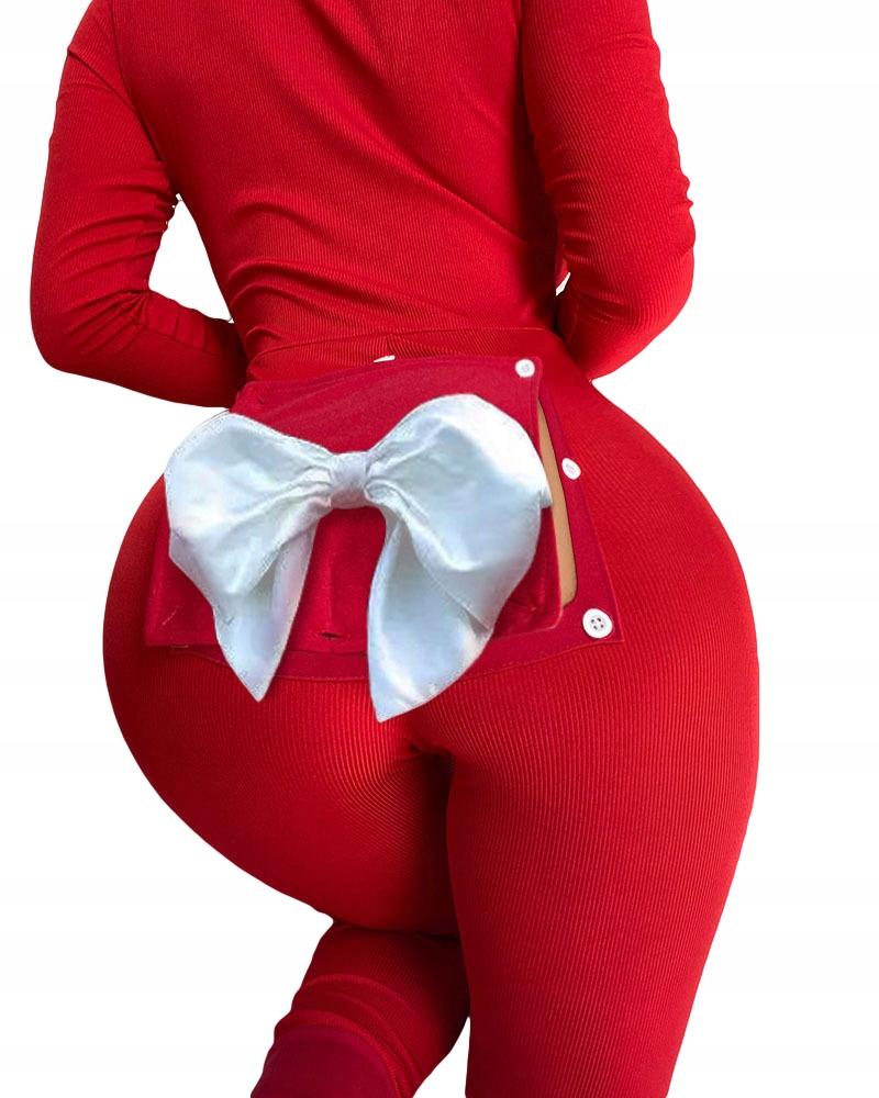 Women's Pajamas Valentine's Day Gift For Her With Flap Red Bow S