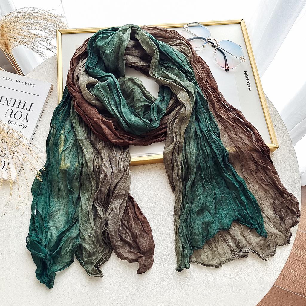 Damen Schal Frühling und Herbst Farbverlauf Schal Vielseitiger Einfarbiger Knitter Schal Stola