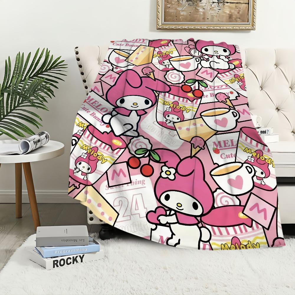 Cute cartoon My M-Melody Blanket For Soft Throw Blanket for Picnic Bed Sofa Home Bedroom Cozy Warm Comfortable