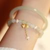 Wind Chime Lily of the Valley Bracelet, Clear Water Green Hotan Jade Bracelet, Natural Qinghai Jade Birthday Gift Bracelet