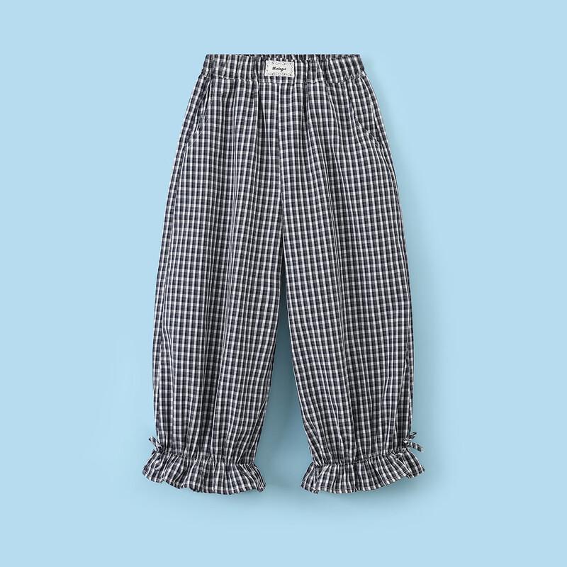 Montagut Girls' Ruffled Plaid Casual Ankle Pants