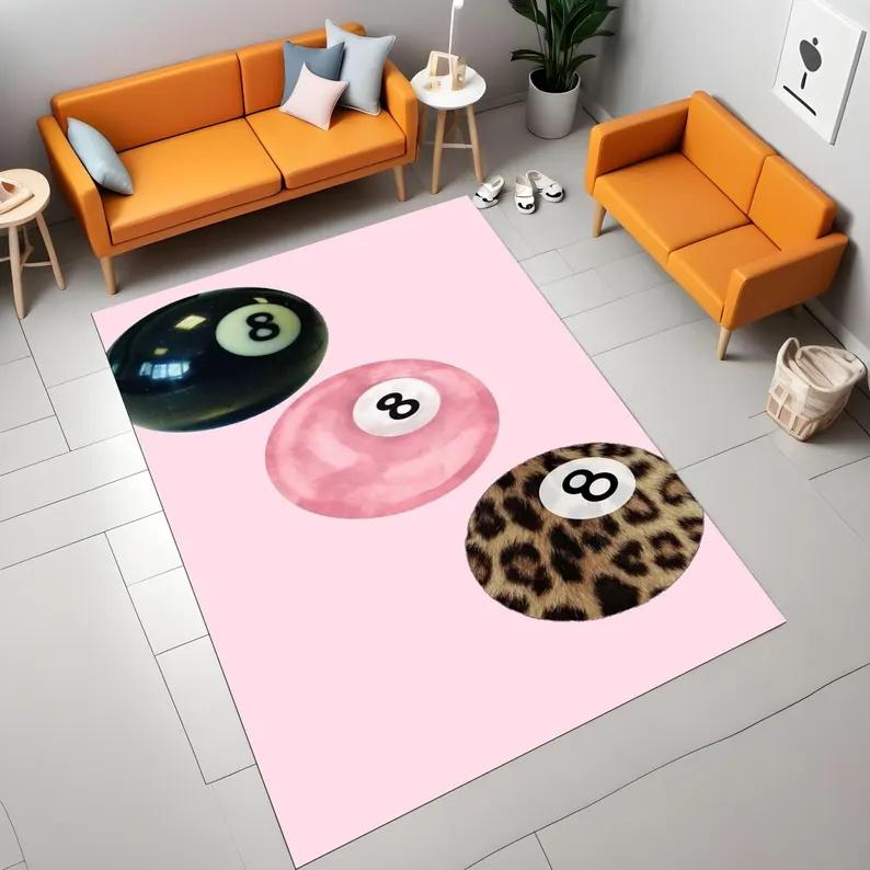 Colorful Billiards Carpet Pool Table Patterned Doormat Entrance Pink Leopard Print Personalized Bedroom Bedside Sofa Rug