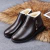 Leather Boots Winter Middle-aged Flat Bottom Shoes for Women Warm Cotton Shoes Soft Bottom Non-slip Wool Women Boots