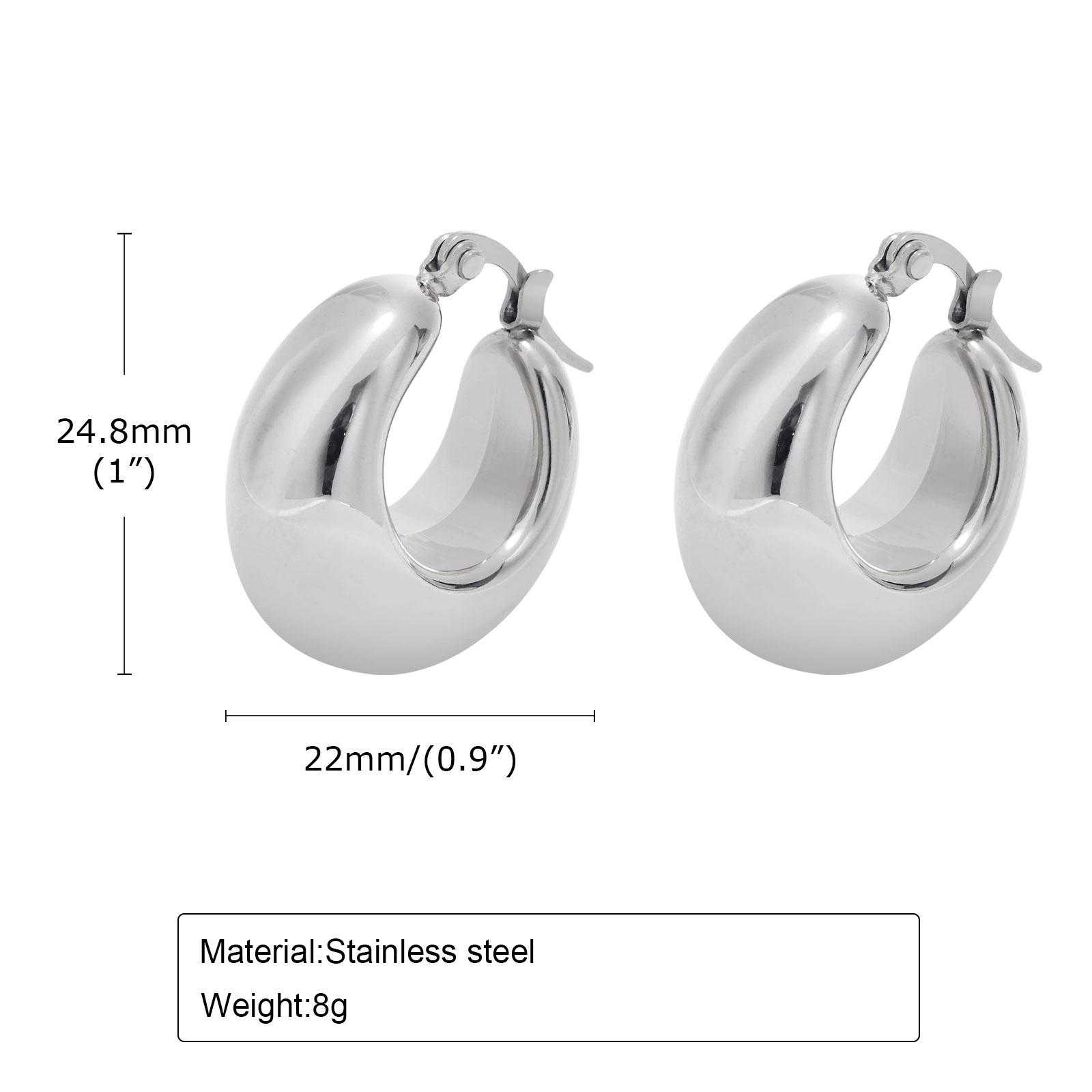 

Women Chic Geometric Hoop Earrings for Women, Silver Plated Minimalist Stainless Steel Circle Huggies, Party Bold Ear Jewelry