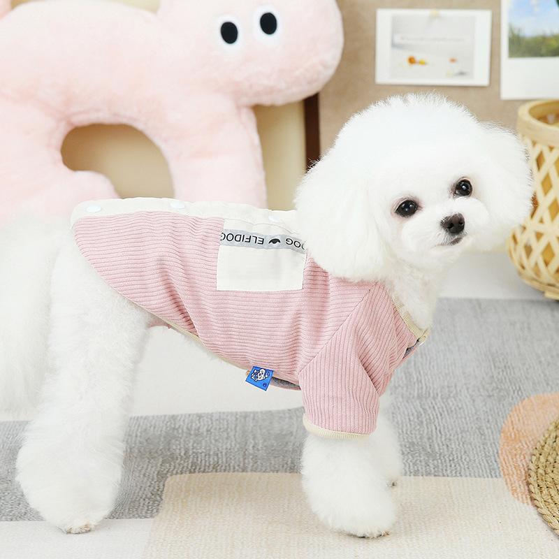 Pet Autumn Winter Corduroy Jacket, Dog Lambswoon Lining, Teddy Bear with Winter Corduroy Legs Jacket Dog Clothes for Small Dogs