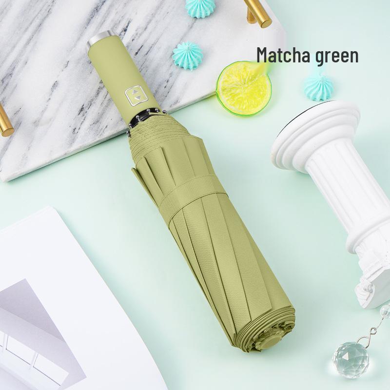 Windproof Black Glue Automatic 10-Rib Folding Umbrella - Sun Protection & Sunshade