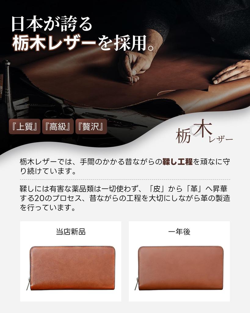 ACLUO Long Tochigi Made by Top Leather Large Genuine YKK Leather Long Popular Present Men's Wallet, Leather, Craftsmen, Capacity, Leather, Zipper,