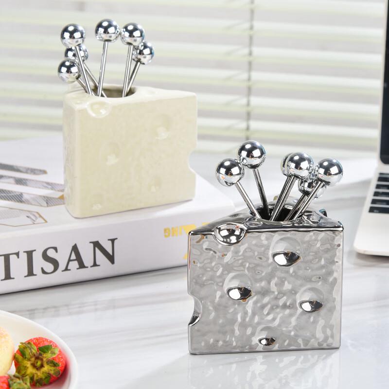 Ceramic Cheese Jar & Dessert Fork Set