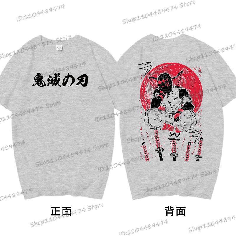 Men's Kimetsu No Yaiba Anime Clothing Uzui Tengen 2025 New Graphics T Shirt Loose Daily Round Neck Cotton Unisex Tops Tees