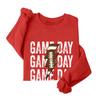 Damenmode Rundhals Langarm Buntes Blitz Rugby Buchstaben Sweatshirt