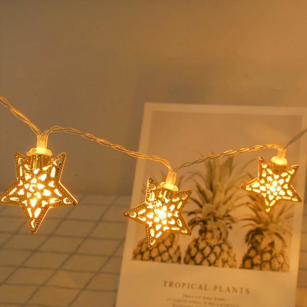 Lumina Stea Metalică pentru Decor - 1 buc, 4 metri, 10 LED-uri, Lumini Decorative, Lumini pentru Decor Acasă, Decor