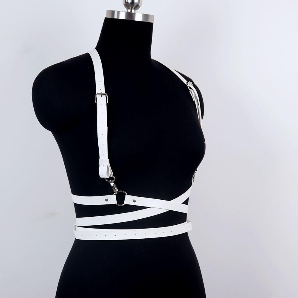 PU kůže Body Harness Pasový stahovák a Zdrženlivý Zavazovací Doplněk