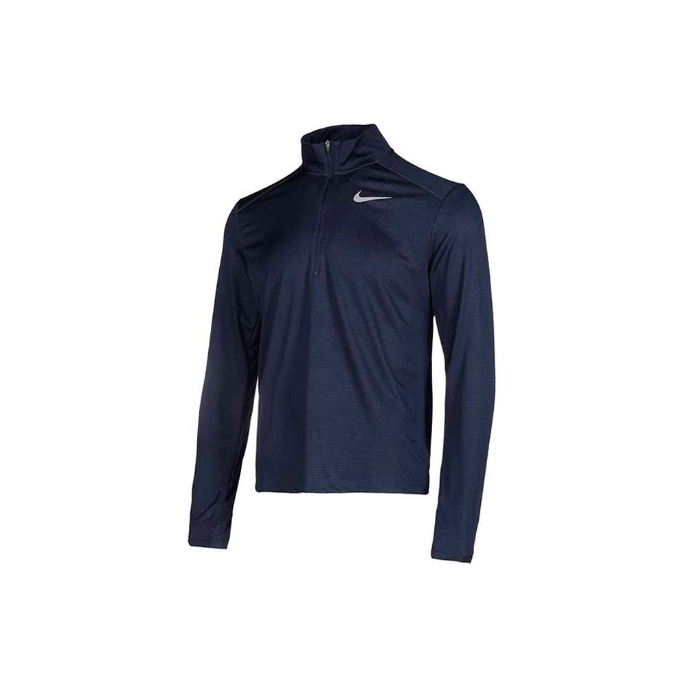 Nike Pacer Dri-FIT Solid Print Half-Zip Running Sports Fitted Stand Collar Long Sleeve T-Shirt Men Tops Navy BV4756-452