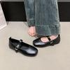 With Skirt One-word Buckle with Flat-soled Single Shoes French Retro Shallow Mouth Square Head Comfortable Versatile Single Shoes Women
