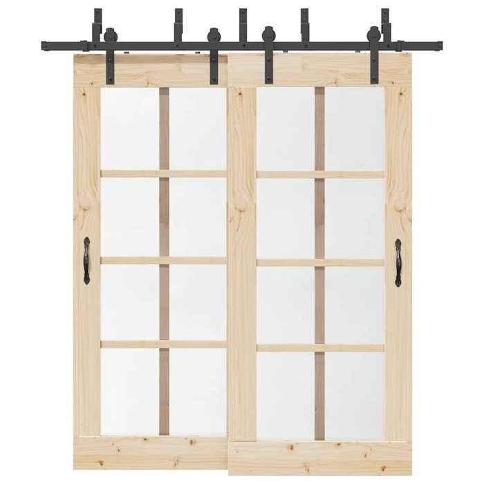 VidaXL Sliding Door Hardware Kit 200 Cm Steel Black, Sliding Door Hardware, Door Rail of 3295722