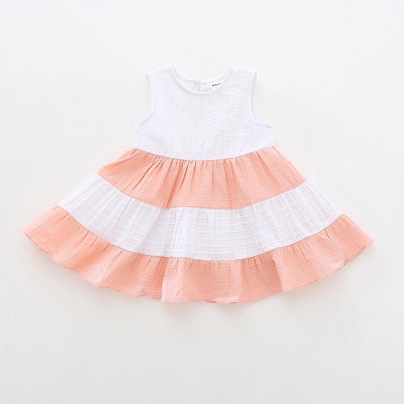 Girls Summer Rainbow Cake Dress Sleeveless Princess Tiered Dress Sweet Multi Layer Vest Skirt For Kids 80cm