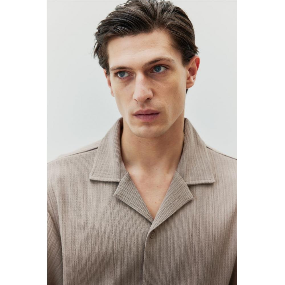 

Рубашка HM Regular Fit Crinkle camp серая