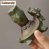 Creative Xuanwu Dargon Tortoise Teapot Cover Holder Kiln Change Cyan Cover Frame Zisha Pot Lid Shelf for Tea Pet Play Ornaments