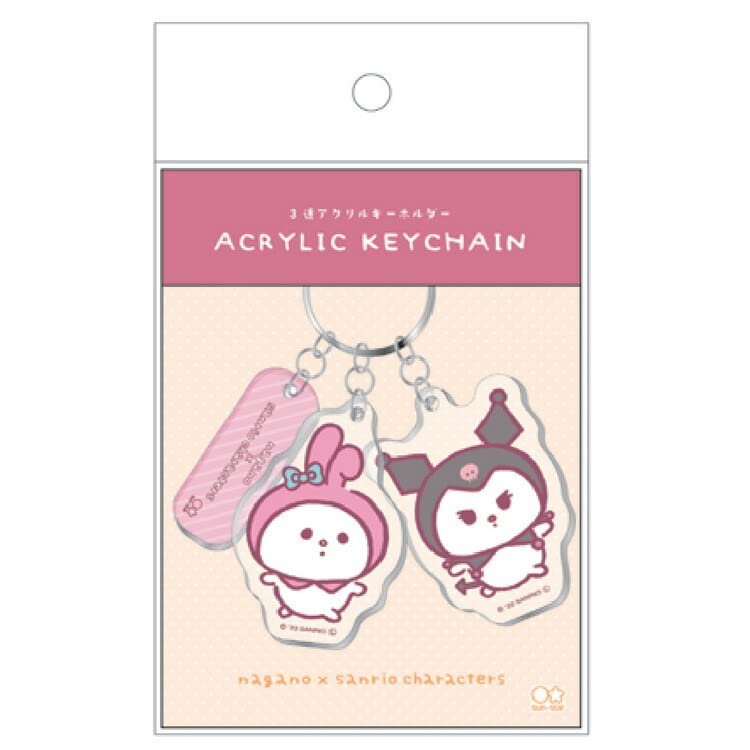 Sunstar Stationery Nagano X Sanrio Characters Triple Acrylic My Melody S8344582 Keychain, Keychain, & Kuromi,