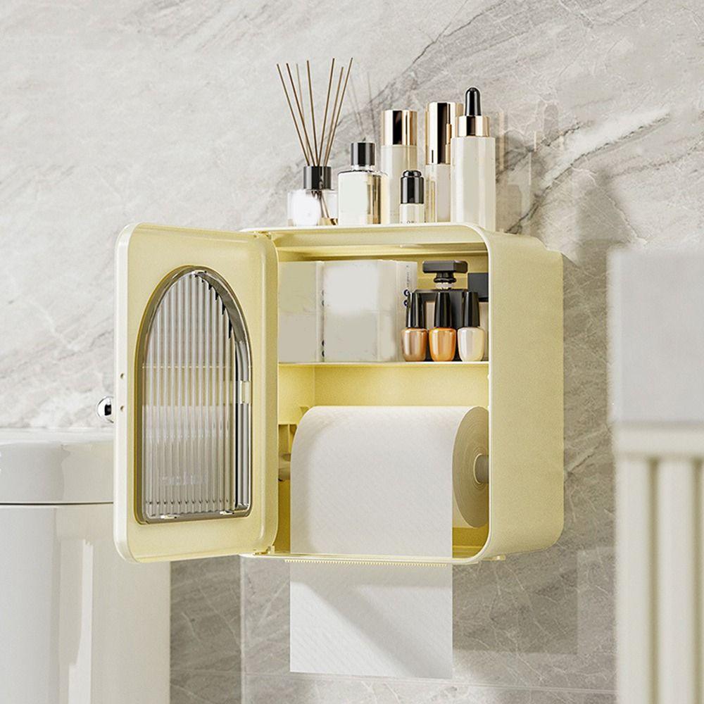 Wall-Mounted Toilet Paper Rack Plastic Tissue Holder Creative Roll Paper Storage Box  for Home