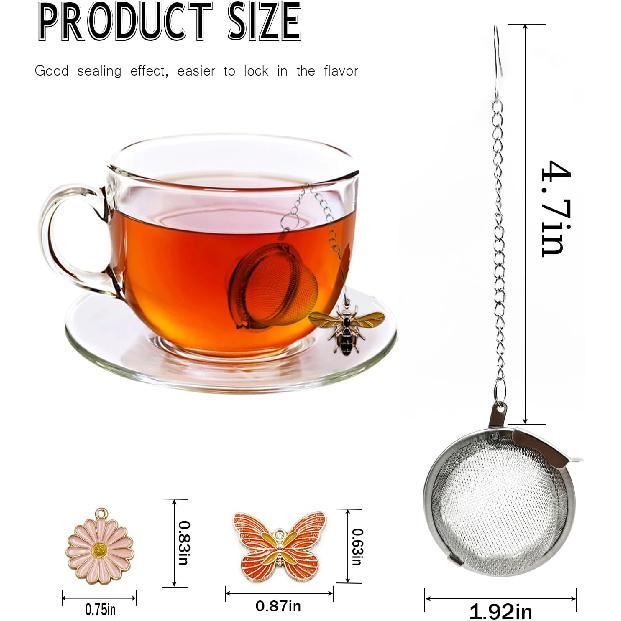 Tea Ball Strainers, 2 Pack Stainless Steel Tea Infuser with Delicate Pink Butterfly & Blossom Charm - Elegant Tea Steeper Gifts for Tea Lovers