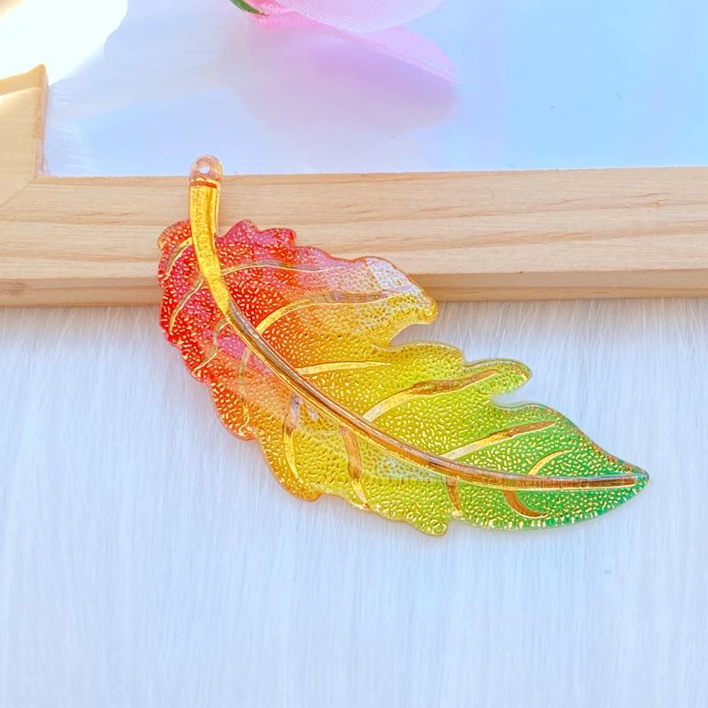 8pPcs Resin Colorful Leaf Flat Back Rhinestone Colored Feathers Applique DIY Wedding 1 Hole Ornament Craft