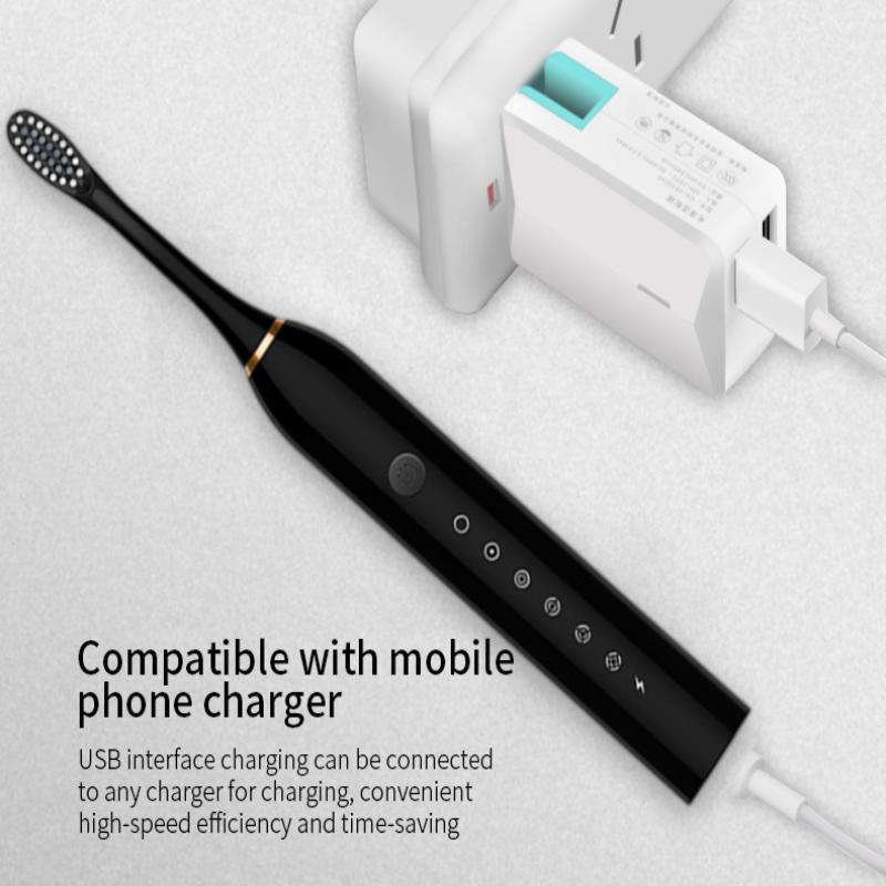 Sonic Elektrische Zahnbürste für Erwachsene Ipx7 Wasserdicht Mit 4 Bürstenköpfen USB Wiederaufladbar Hochfrequente Reinigung 6 Reinigungsmodi