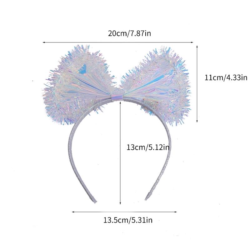 Glitter Colorful Film Bowknot Headband for Adult Teen Celebration Party Headwear