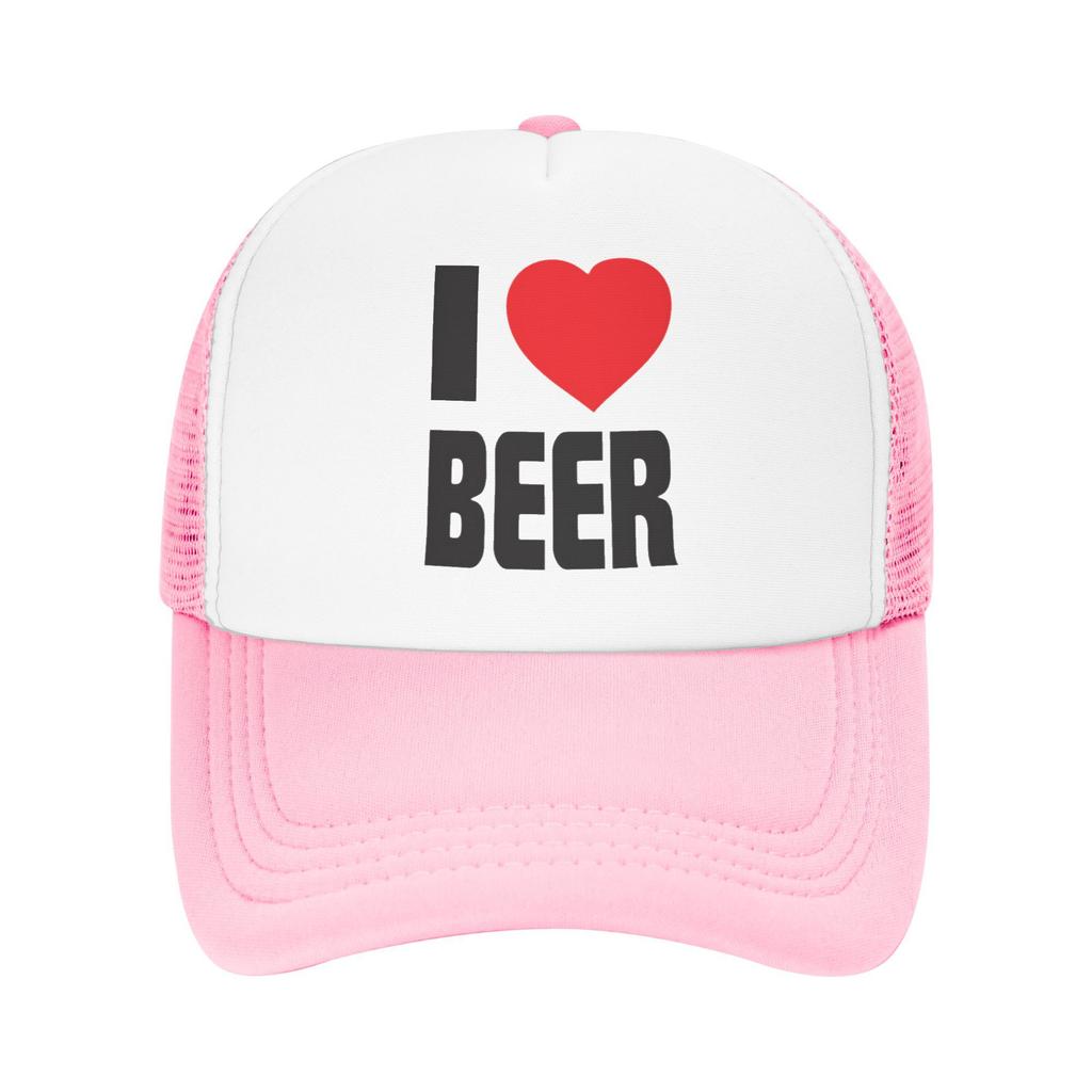 I Love Beer Trucker Hat Breathable Mesh Baseball Cap Casual Adjustable Summer Unisex Adult Headwear