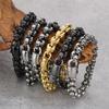 Trendiger Gothic Totenkopf Edelstahl Schmuck Vintage Vakuum Beschichtet Antik Silber Herren Armband für Rock Streetwear Tägliche Party