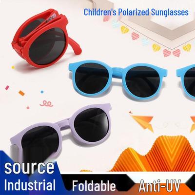 Faltbare polarisierte Sonnenbrille im koreanischen Stil für Kinder - Bequemes, rundes Gestell für Jungen und Mädchen
