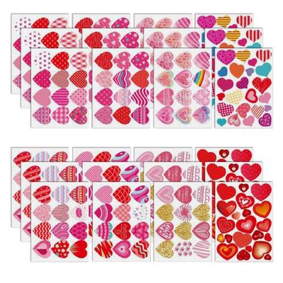 Heart Shaped Stickers Pack of 24 Love Decorative Stickers Valentines Stickers for Kid Love Stickers Gift for DIY Cards