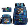 New rhythm box game merchandise primary school bag sprunki cartoon starry sky backpack 3-piece set D