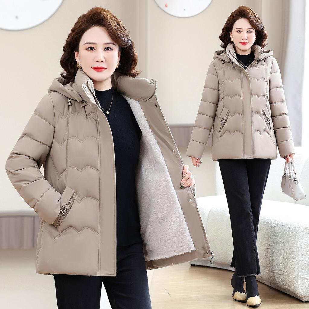 New winter padded clothes women's short foreign-style thickened padded clothes jacket hooded fashion large-size mother padded jacket