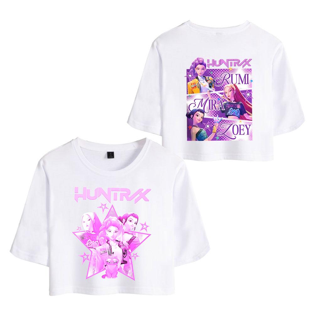 Anime K-Pop Lovci démonů Crop topy Dámské O-výstřih Krátký rukáv Tričko Dívčí móda Dámské Harajuku Krátký rukáv Ležérní