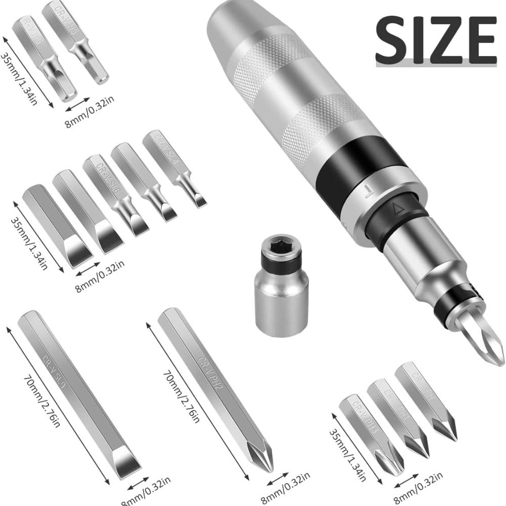 13 Pieces Impact Screwdriver Set Bit Metal CRIVE DRIVE CHISEL BIT MULTIFUNCTIONS REMOVAL SCREW EXTRACTOR SET (Green)