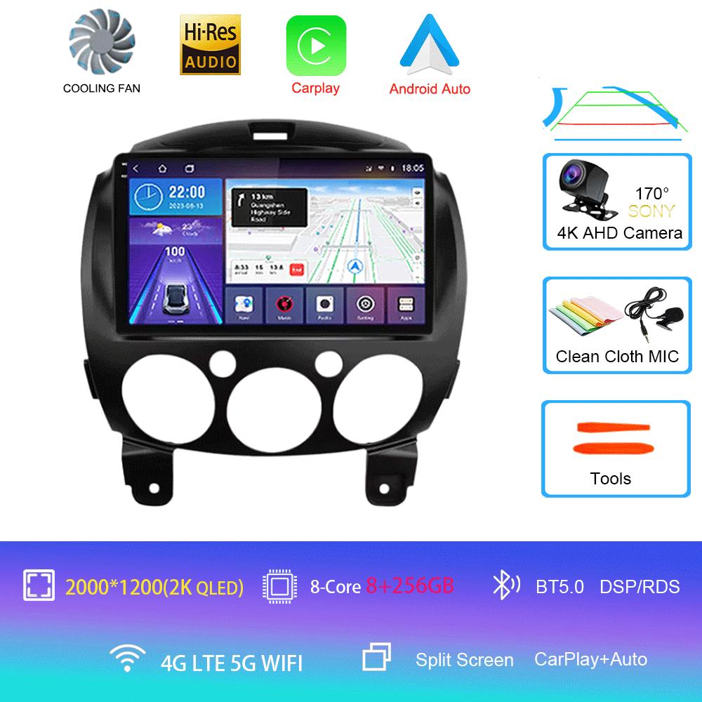 Android 14 For MAZDA 2 Mazda2 2007 2008 2009 2010 - 2014 Car Radio Stereo Player Support Tablet WiFi GPS Navigation 360 Camera