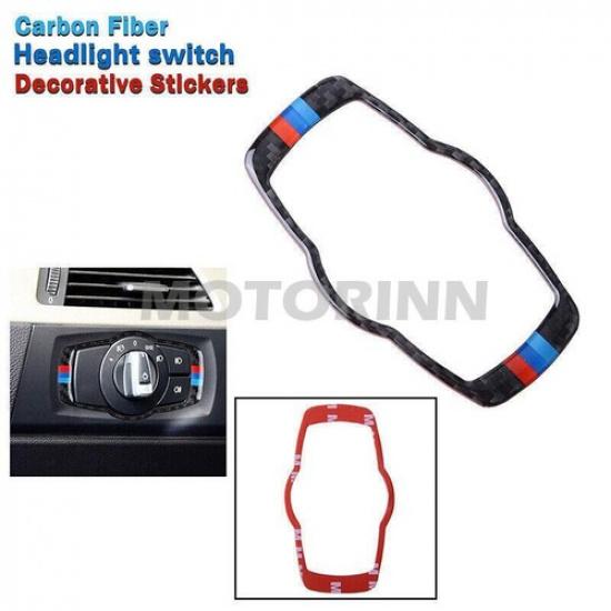 Carbon fiber Headlight Switch Button Frame Cover Trim For 05~12 BMW 3 Series E90
