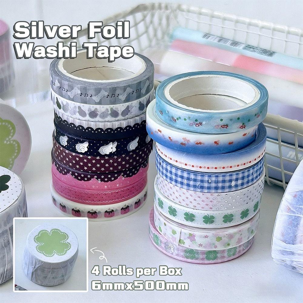 Adhesive Washi Tape Set 4 Rolls Scrapbooking Tape Retro Decorative Tape Notebook Decoration