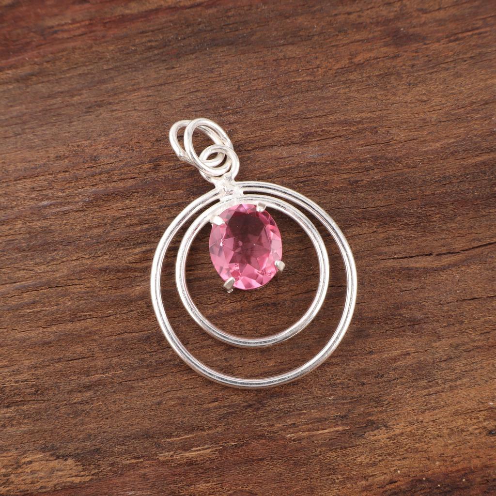 Pink Tourmaline Jewelry, 925 Solid Sterling Silver Gemstone Pendant, Handmade Jewelry, For Memorial Day